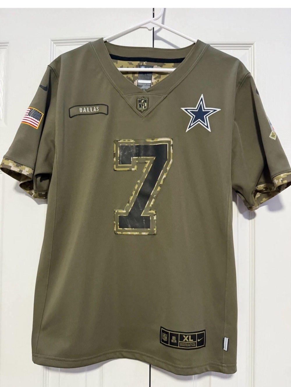 NFL Dallas Cowboys Olive Green #7 Military Salute Jersey
